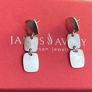James Avery Retired Hammered square link drop Dangle Earrings
